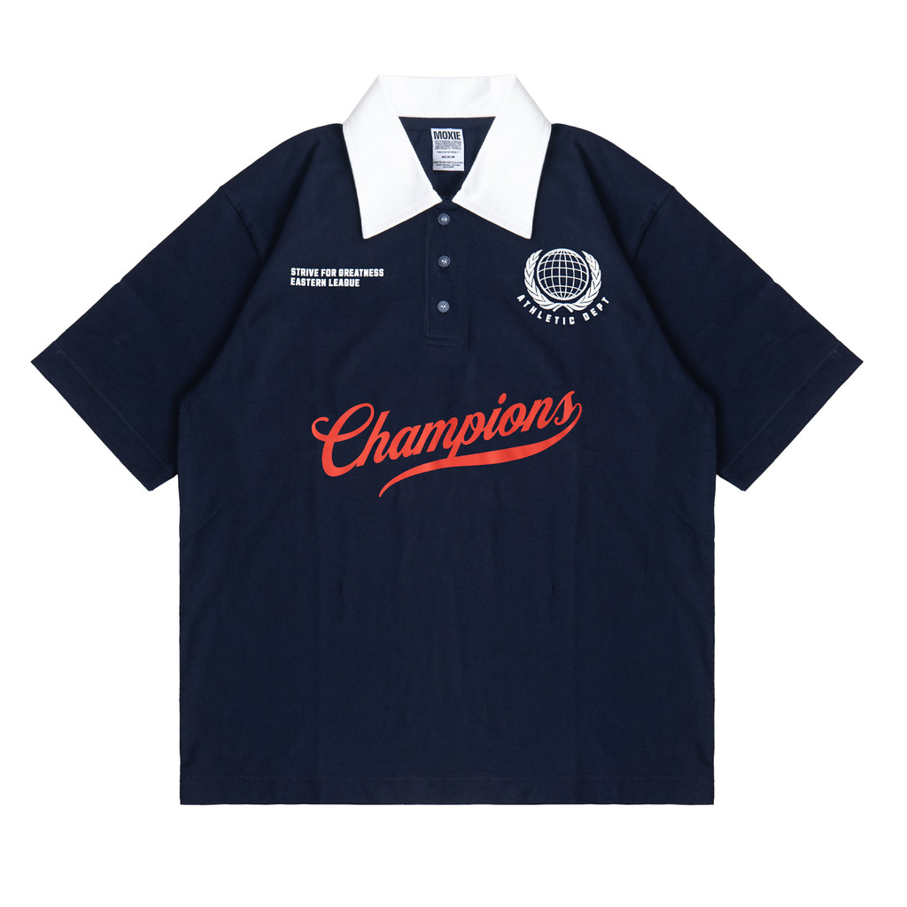 Moxie Champions Oversized Polo T-shirt - Deep Blue