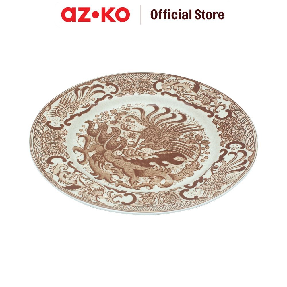 AZKO Pendopo 26 cm Piring Saji Oriental Burung Hong - Coklat Serving Plate Wadah Hidangan Food Grade