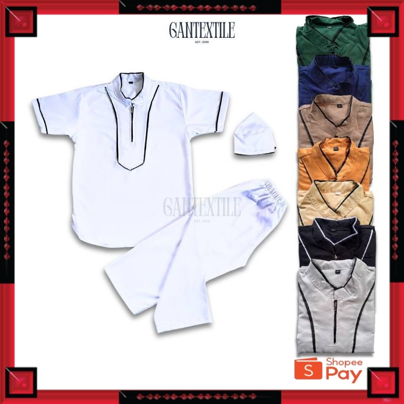 [PREMIUM ORIGINAL] Setelan Baju Muslim Anak model koko list