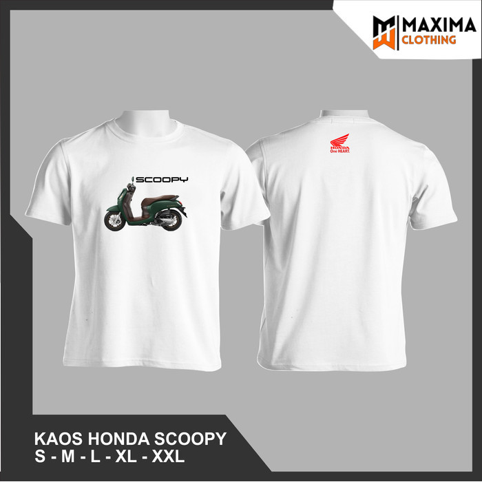 KAOS DISTRO OTOMOTIF MOTOR HONDA SCOOPY PRESTIGE GREEN - Putih, S