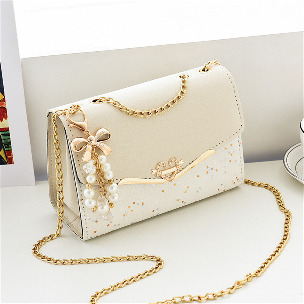 

Fashion Messenger Bag Women Trendy Sequin Single Shoulder Bags Mobile Phone Pouch Ladies PU Leather Handbag with Tassel Pendant
