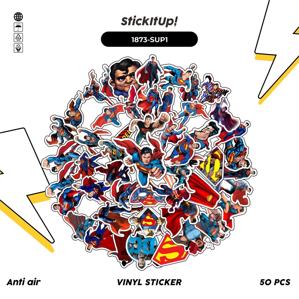 

COD 50 Pcs Stiker DC SERIES SUPERMAN CHAR SUPERMAN 01 Lucu Anti Air Untuk Dekorasi Notebook Sepeda Skateboard Handphone DIY