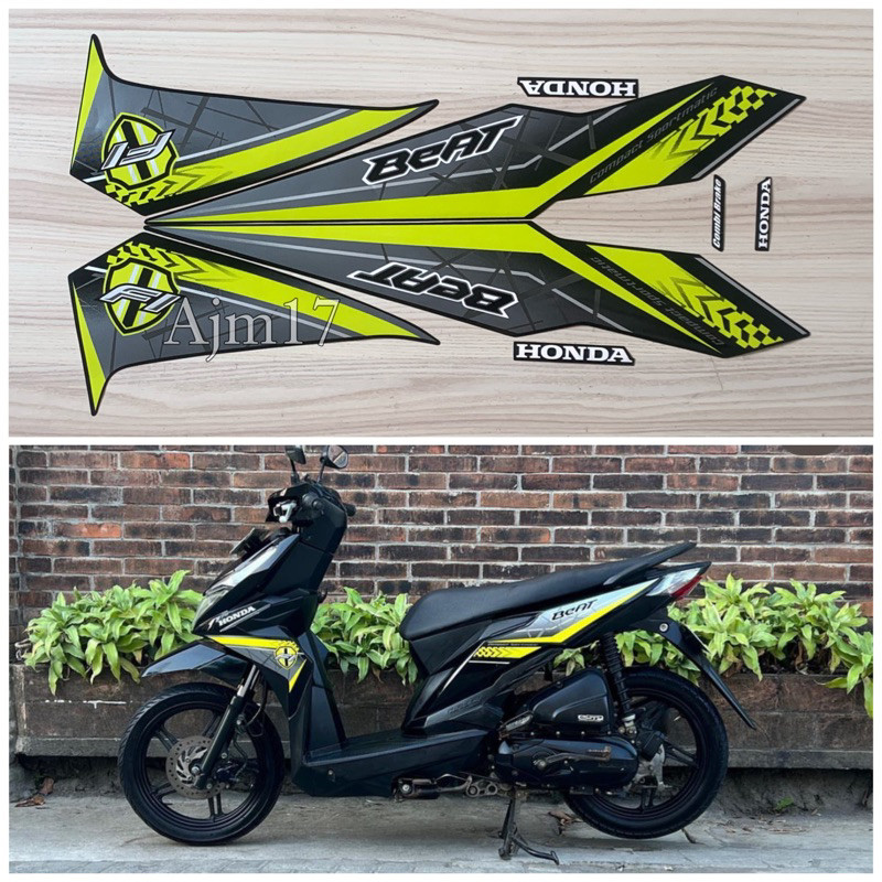 COD STIKER STRIPING BEAT ESP 2016 HITAM KUNING MOTOR