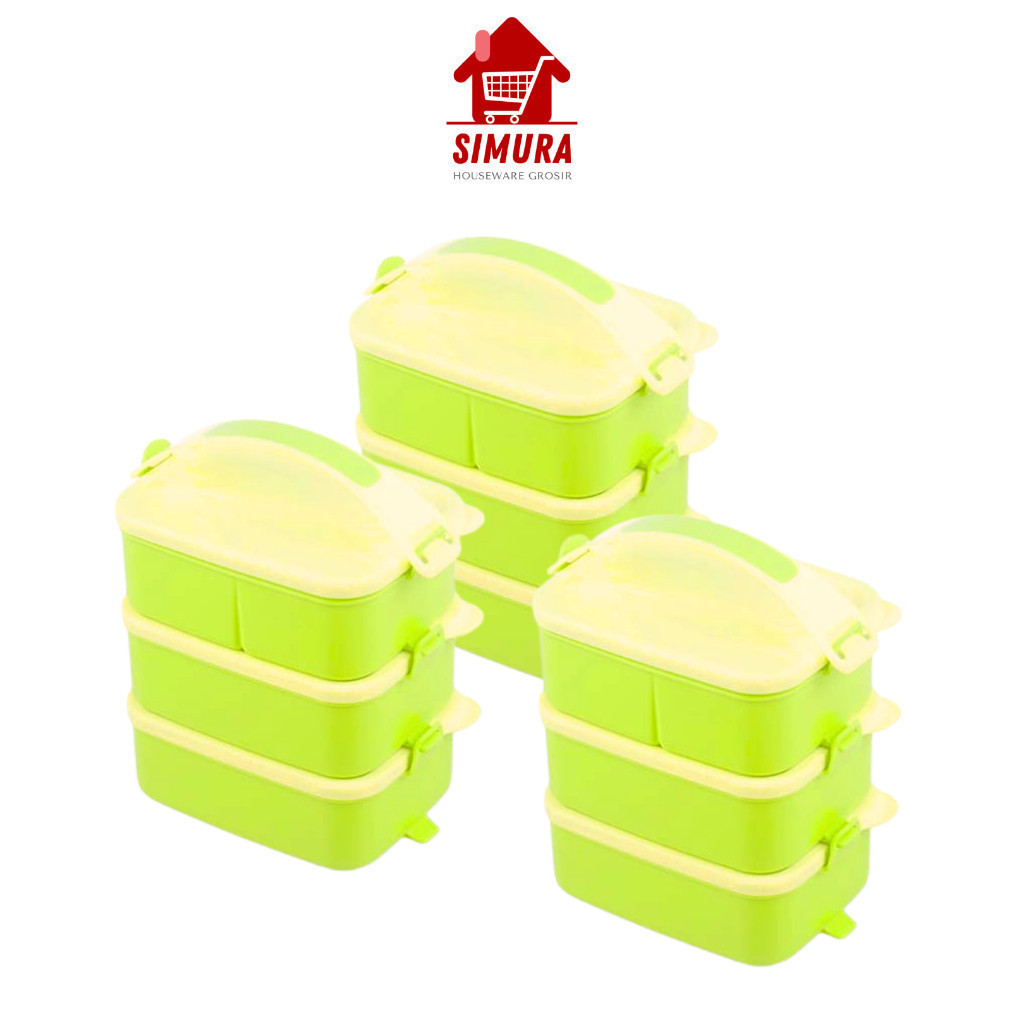 3PCS RANTANG PIKNIK 3 SUSUN HIJAU | BEKAL MAKAN SUSUN PLASTIK ( RPS 9022 H ) #GROSIR