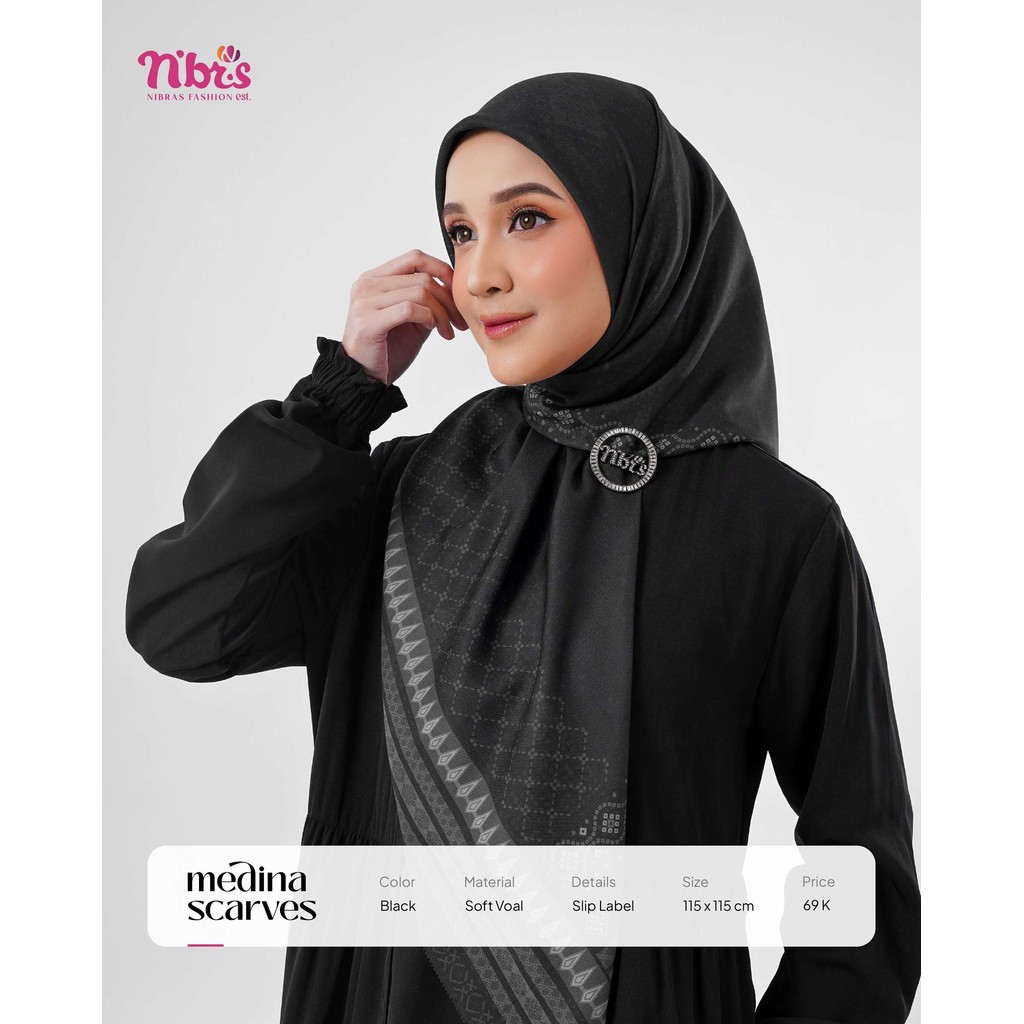 NIBRAS - Hijab Segiempat Motif Medina Scarves Motif Simple Hijab Voal Kekinian Wanita By Nibras Hija