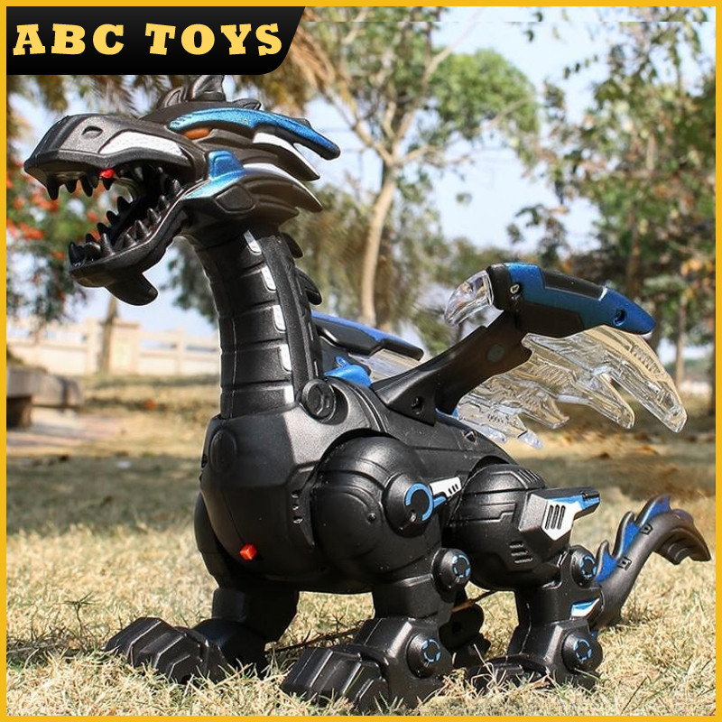 Mainan anak robot elektrik dinosaurus berjalan figure dino naga