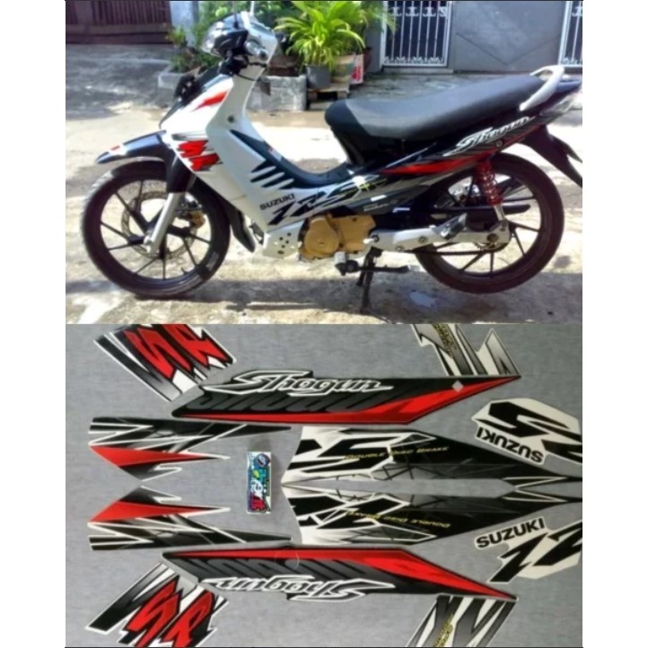 STRIPING SHOGUN 125 SP PUTIH TAHUN 2007 STIKER LIS STANDAR ORI SUZUKI