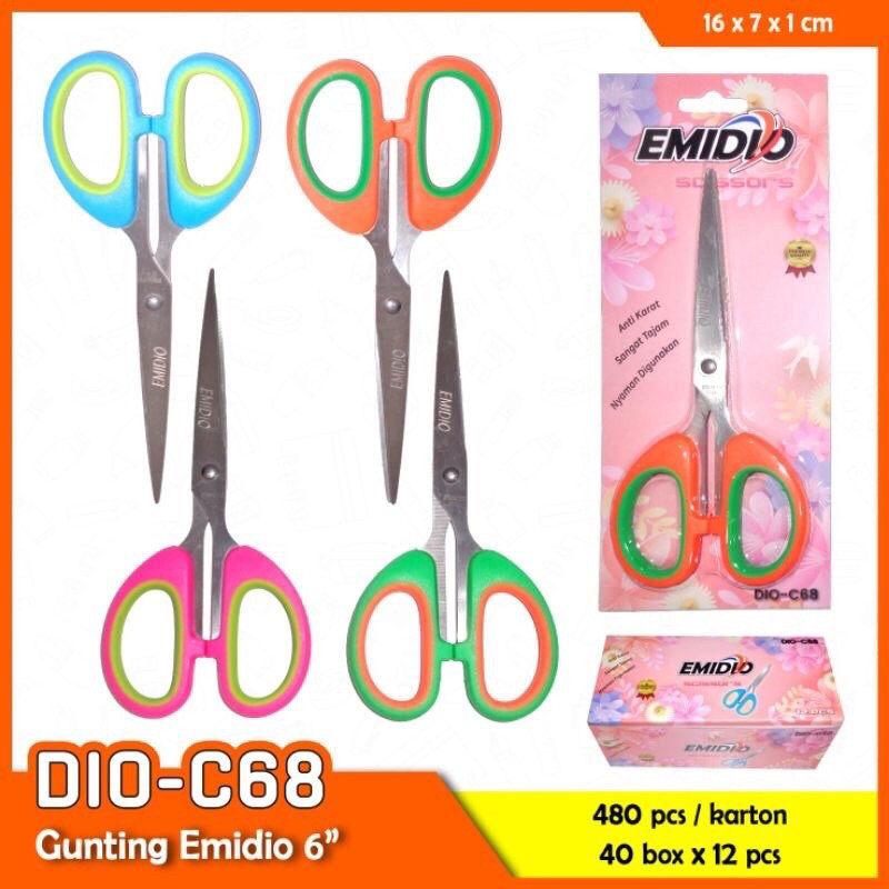 

GUNTING STAINLESS EMIDIO GAGANG KARET WARNA / GUNTING STAINLESS PER 1 PCS