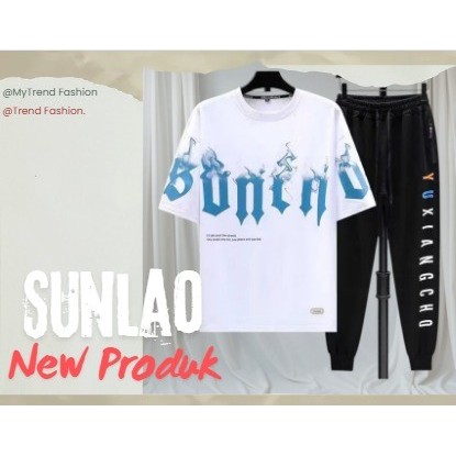 Setelan Pakaian Pria SUNLAO Baju  Celana Pendek Jogger Gaya Keren