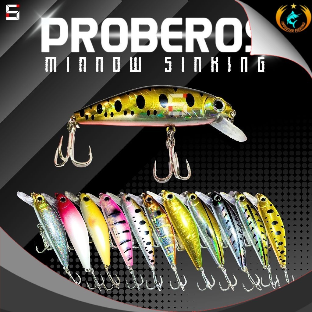 Umpan Pancing Lure Casting Minnow PROBEROS 8cm Sinking 11gr #DW457  - Indostar