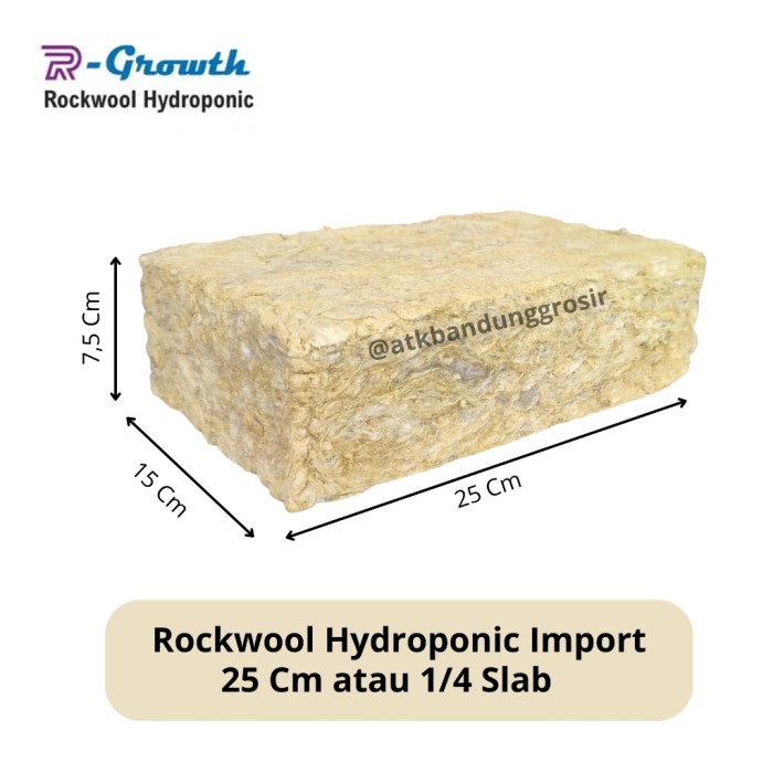 Rockwool Hydroponic R-Growth 25 Cm ¼ Slab Media Tanam Hidroponik