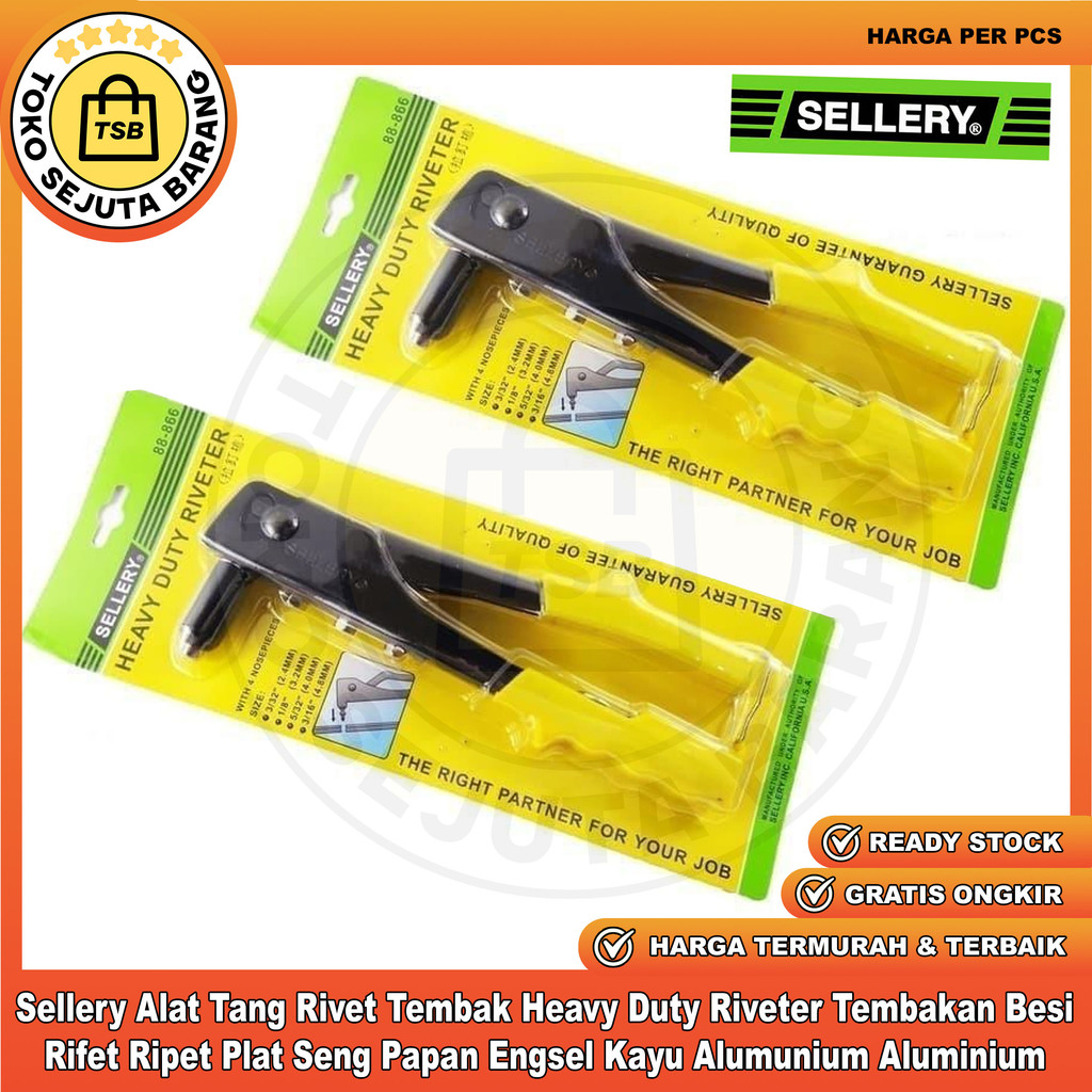 Sellery Alat Tang Rivet Tembak Heavy Duty Riveter Jet Kodai 2,4mm - 4,8mm Tembakan Besi Stainless Pl