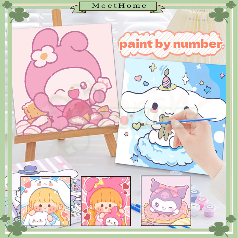 

DIY Paint By Numbers Kit 1 Set Number Canvas Board / Kanvas Alat Lukis 20x20 With Frame Digital Painting