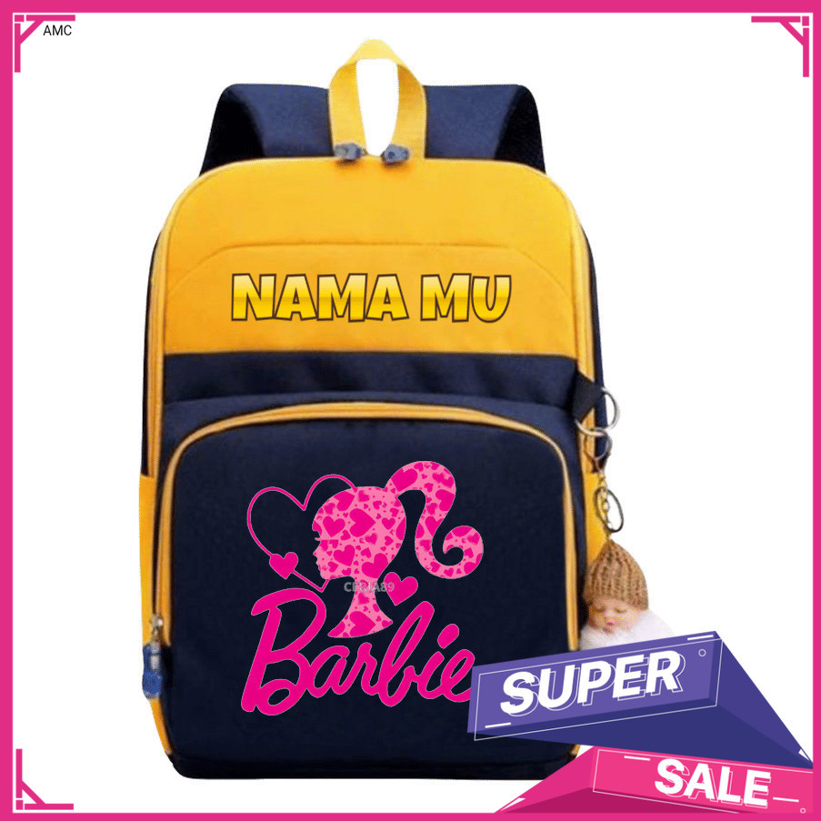 AMC Tas Ransel Anak Barbie Original Karakter Lucu Pink Stylish – Backpack Sekolah TK SD Cewek, Muat 