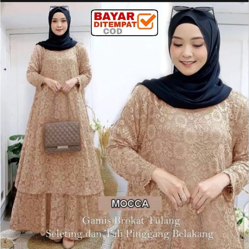 Gamis Brukat Malaysia Baju Kurung Melayu Wanita Modern Fashion Muslim Dress Kondangan Mewah Jumbo Re
