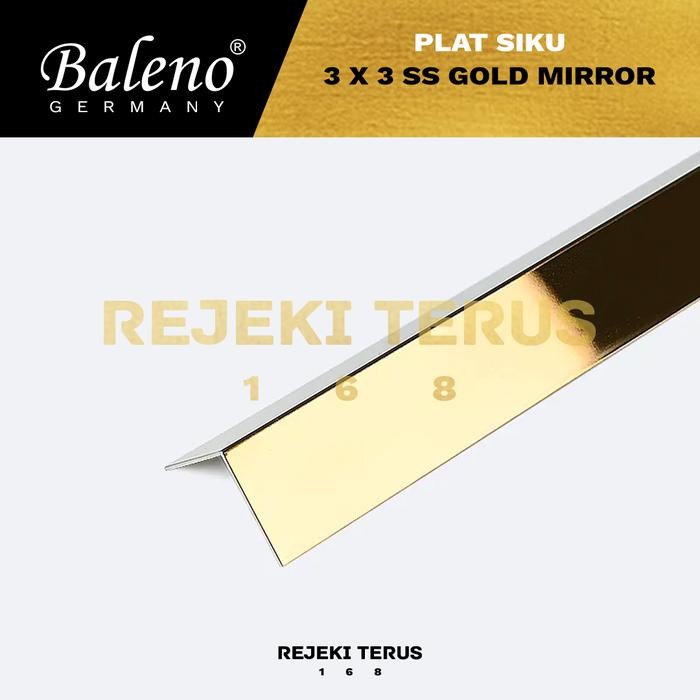 Plat List Siku GOLD MIRROR 3x3cm STAINLESS STEEL L / List Edging Lis Emas (30 x 30 mm)