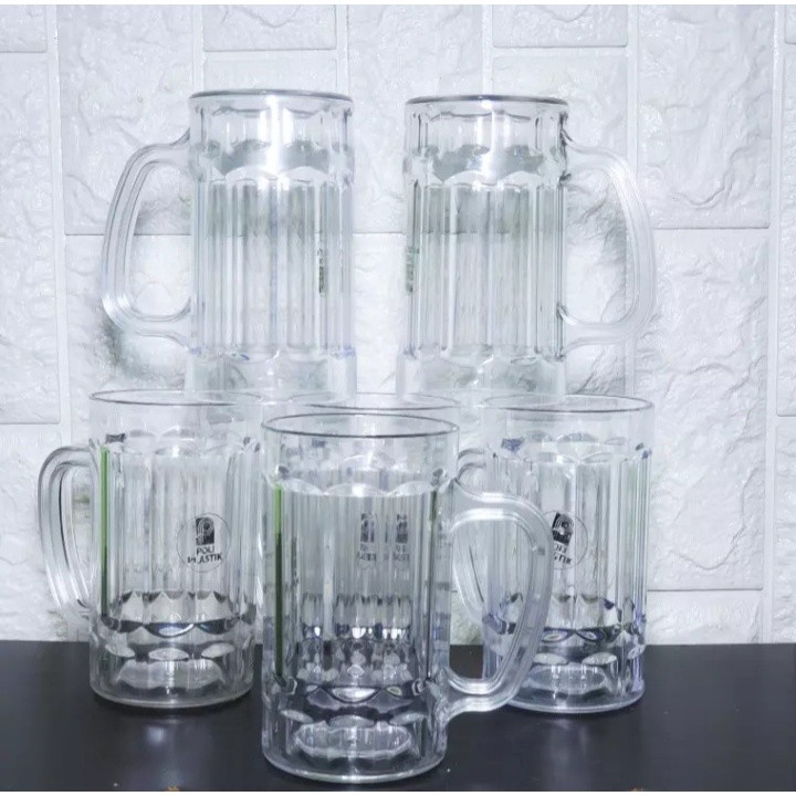 1 LUSIN /12 PCS GELAS PLASTIK BESAR-GELAS BENING GAGANG