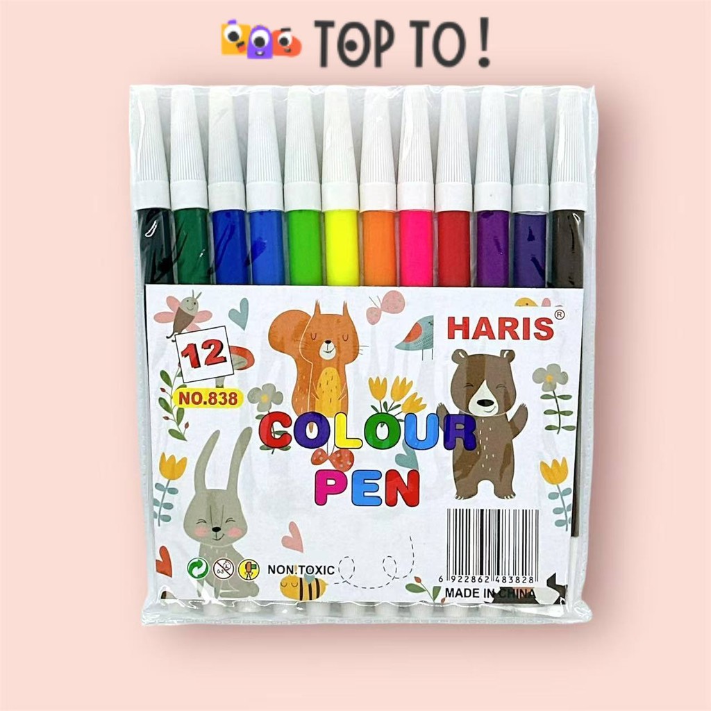 

（1set）Spidol 12 Warna Set 838 828 Murah / Colouring Marker Pencil Buat Sekolah Kantor / Spidol Warna Warni 838 / 828