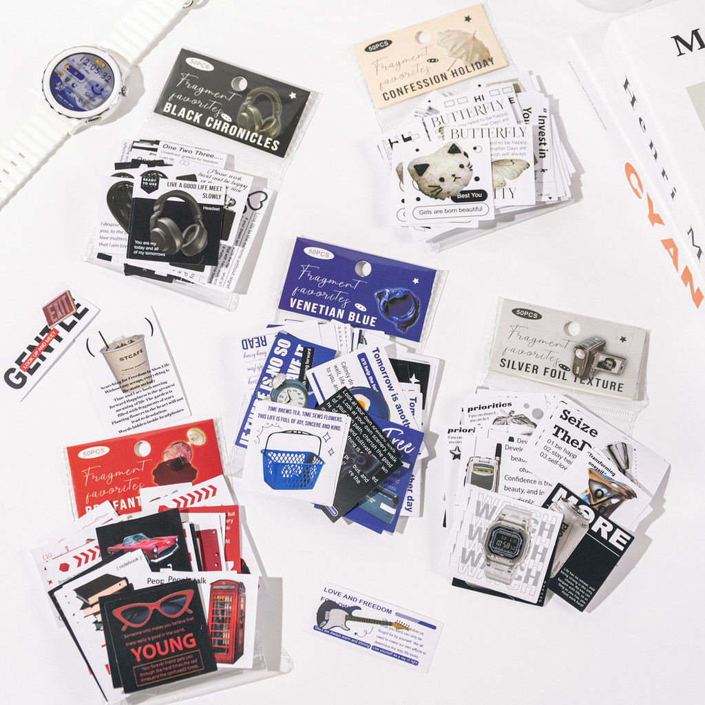 

5 styles 50 pcs Debris collection series INS style sticker Scrapbooking Material handmade Diary Album Junk Journal Supplies