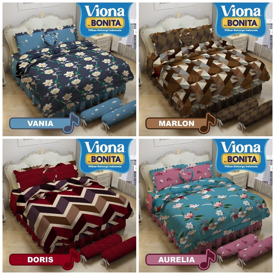 

Viona By Bonita Bed Cover Set Sprei Rumbai King Uk.180x200 Tinggi 25 cm