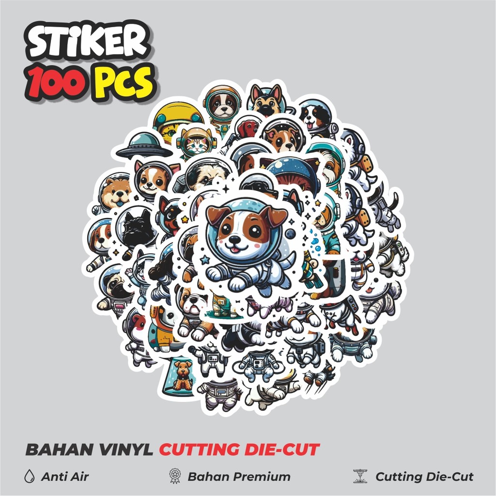 

Terbaru! 50 pcs Stiker Astronot Doggy V5 Dekorasi Lucu Kreatif untuk Notebook, Skateboard, HP