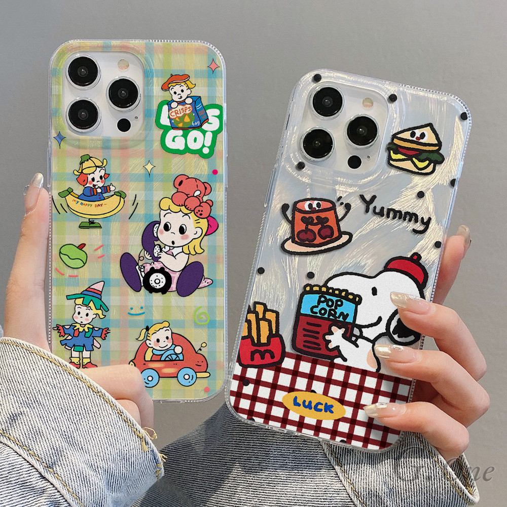 Kartun Snoopy anti jatuh TPU cangkang keras hp case for OPPO A57 A16 A17 A17K A18 A38 A15 A15S A54 A