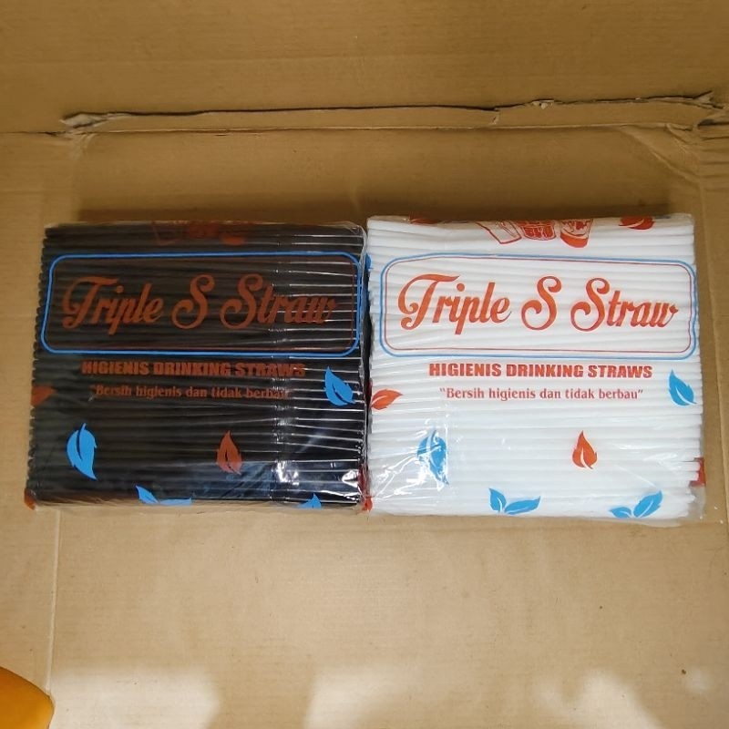 

pipet sedotan minuman pop ice, thai tea dll, merek triple s straw, tersedia warna hitam dan putih