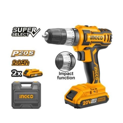 Bor Tembok Beton Impact Drill INGCO CIDLI200215 BATERAI 4AH