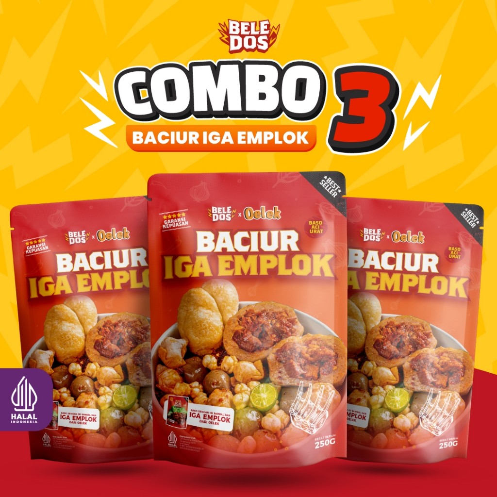 

Beledos Paket Bertiga Baciur Iga Emplok 250 Gram dengan Sambal Taichan