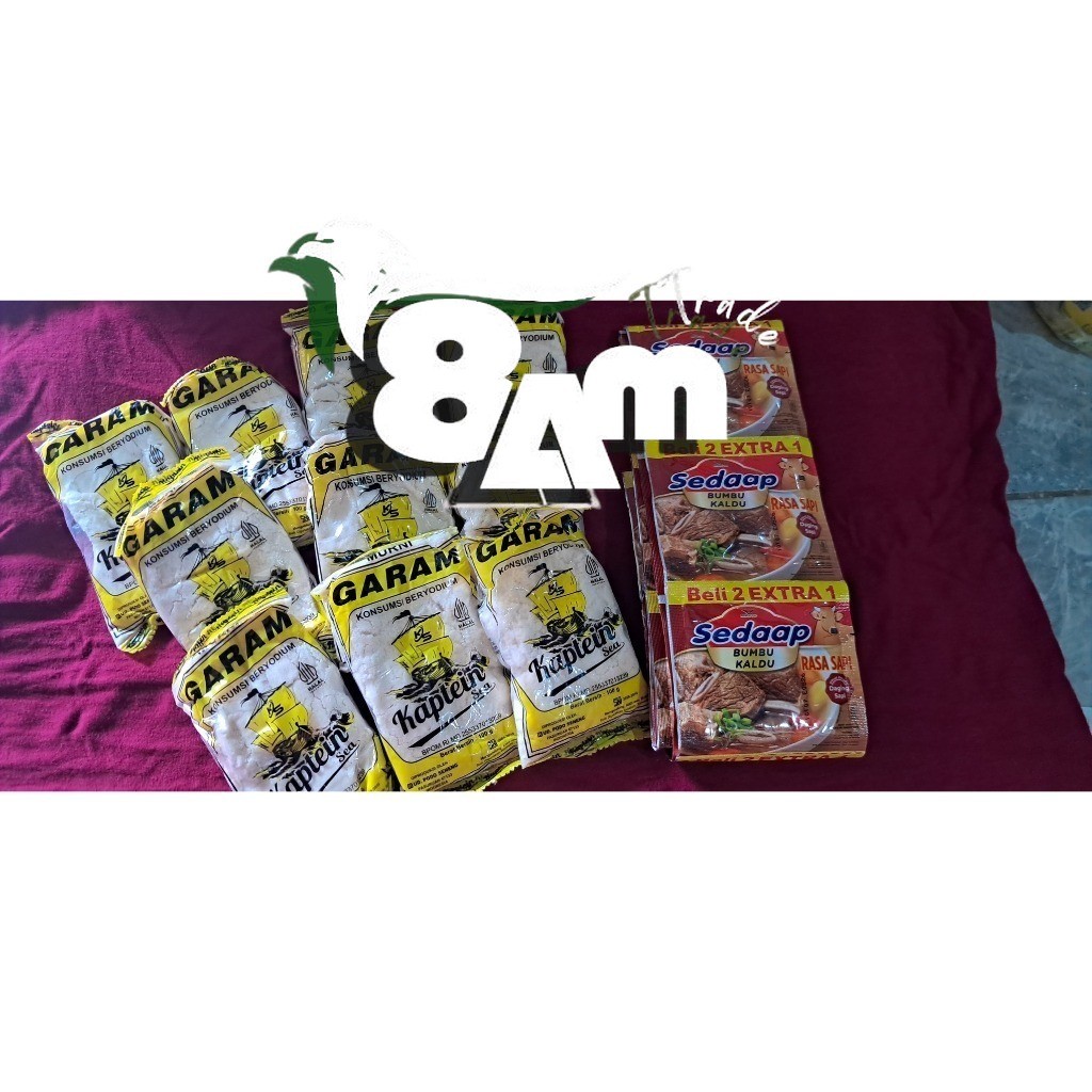 

BUNDLING GARAM MERK KAPTEIN DAN KALDU BUBUK SEDAAP 1 RENCENG ISI 18 BUNGKUS / TERMURAH DAN PALING HEMAT SAHABAT DAPUR