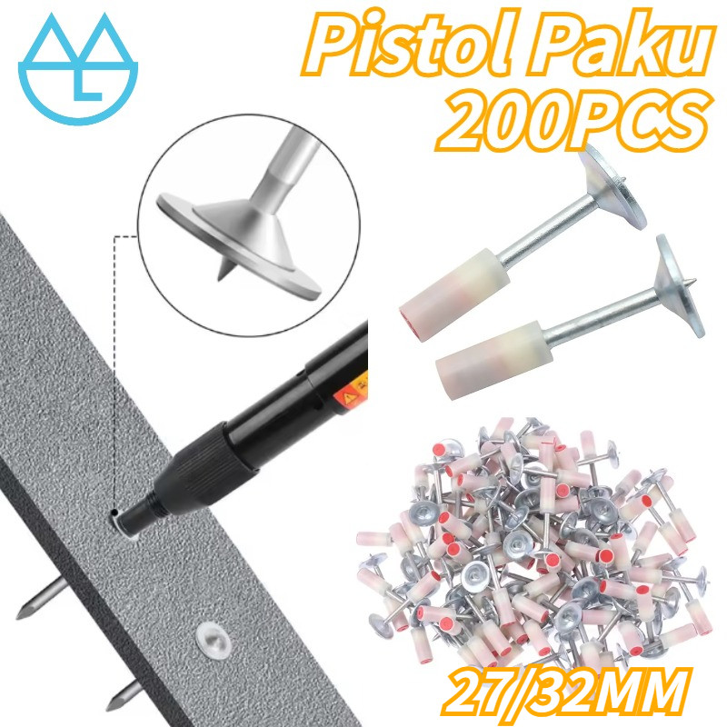 200pcs Paku Beton Ramset Paku Ramset Beton Paku Tembak Beton Dan Besi Standart Washer Besar Lurus