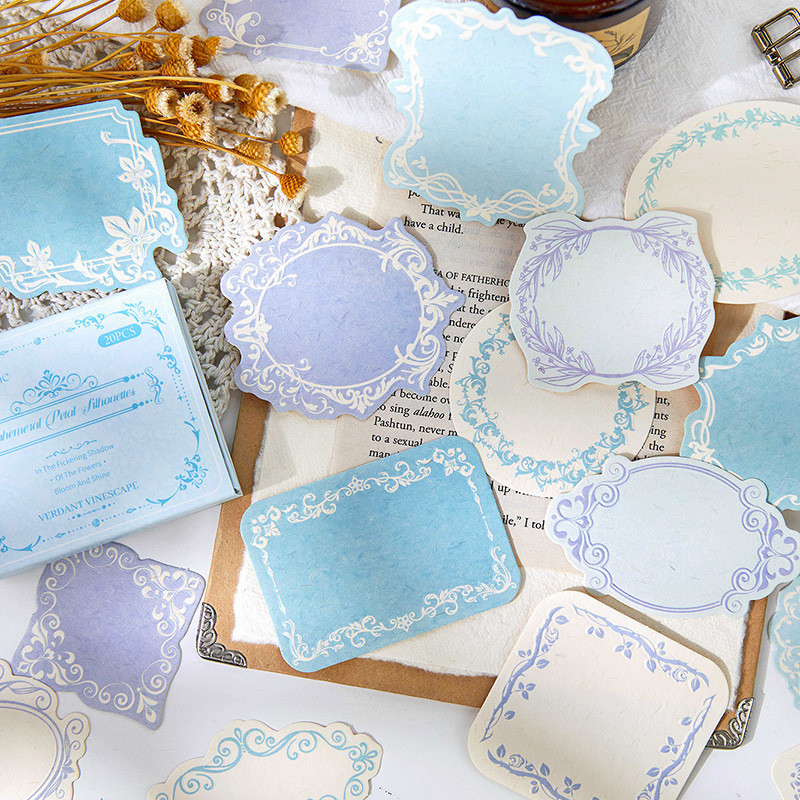 

Miss Time 20pcs Sticker Vintage Kertas Kraft Notepad Sticker Berrongga Tanaman Notepad Sekolah DIY Sticker Bunga Mesin tulis Hadiah untuk peralatan kantor