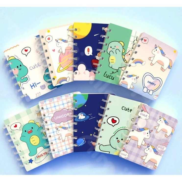 

*KA* NOTEBOOK MINI SIZE A7 RING / BUKU MINI KARAKTER LUCU 50 LEMBAR ( SATUAN ) NEW
