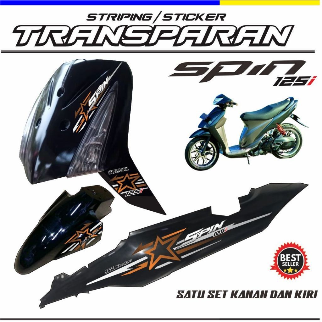 Striping Transparan Motor Spin 2009 Sticker Bintang Keren TERLARIS MOTIF
