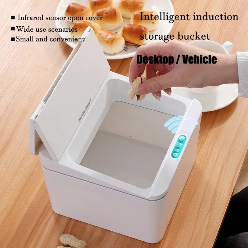 Mini Dustbin Small Desk Bin Folding Trash Can Kitchen Accessories Automatic Bathroom Sensor Trash Ca