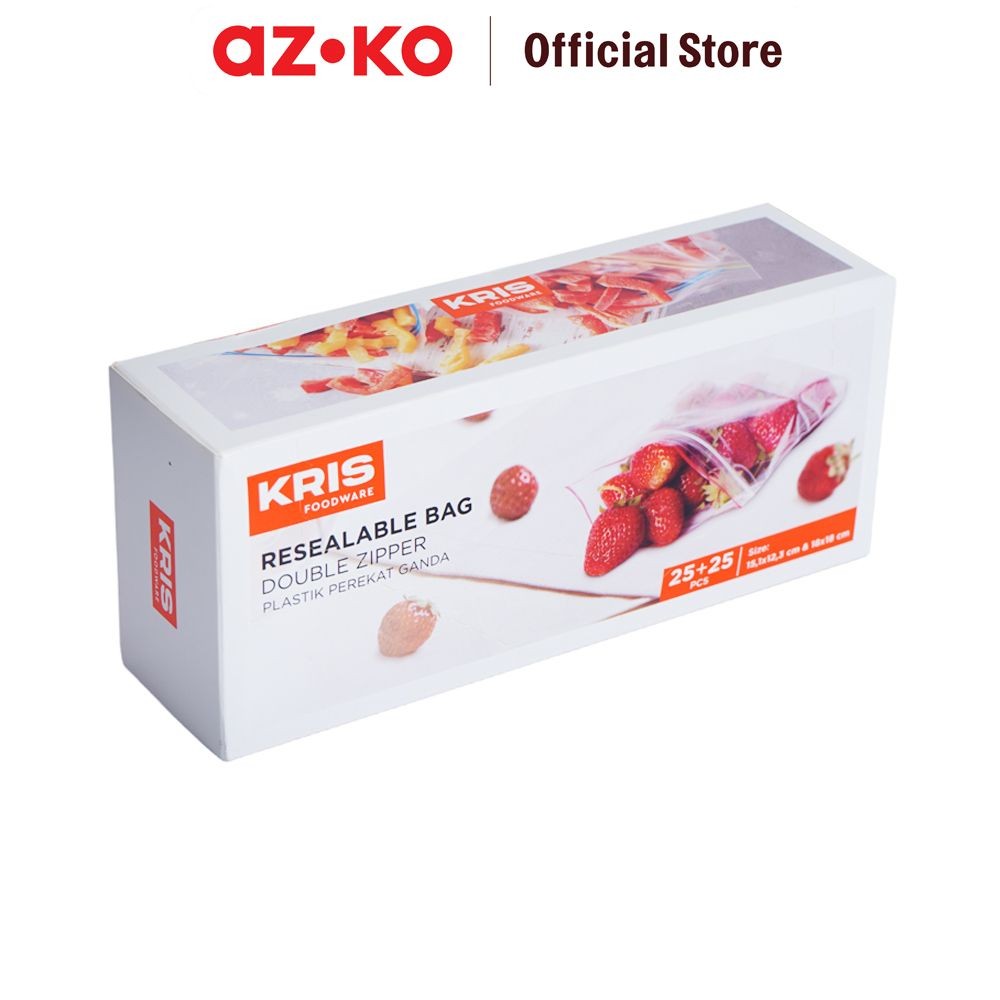

AZKO Krischef 400 & 500 ml Set 50 Pcs Plastik Makanan Double Zipper Kantong Pembungkus Makanan Pouch Ziplock Buah Sayur Food Grade Plastik Klip Perlengkapan Dapur