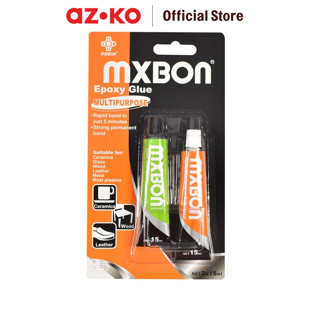 AZKO Mxbon Set Lem Epoxy Serbaguna Rapid 15 ml 2 Pcs Pasta Perekat Multipurpose Lem Tambal Serbaguna