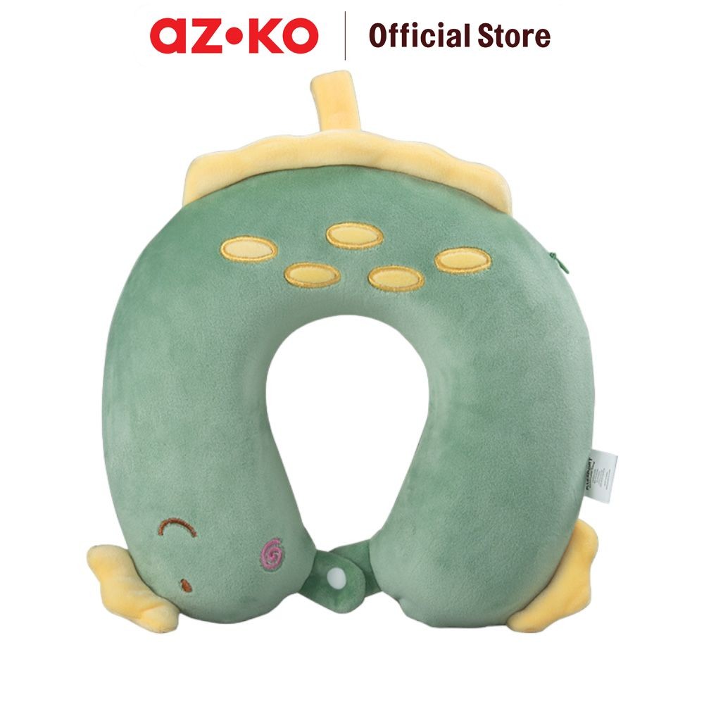 AZKO Passport Bantal Leher Anak Dino Neck Cushion Travel Bantal Mobil U-Neck Car Pillow Sandaran Leh