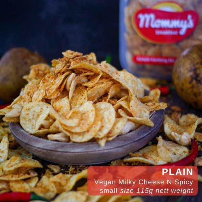 

[BEST] Keripik Kentang Vegan Mede Milky Cheese N Spicy Mommys Kering Kentang - Small 115g, Hot