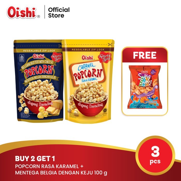

[BEST] [Buy 2 Get 1] Popcorn Karamel + Mentega Belgia Keju FREE Suky Suky