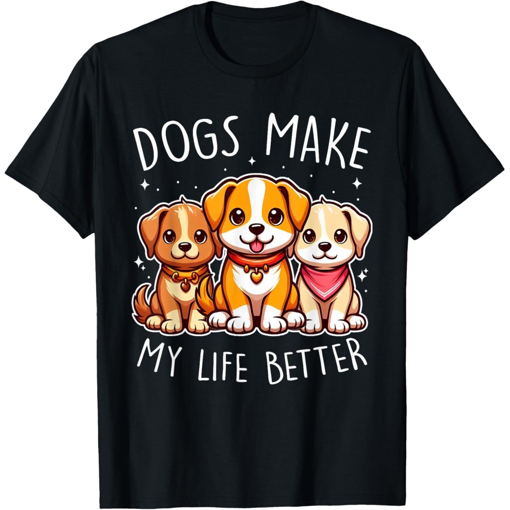 Kaos Oblong Casual dengan Cetak Anjing Super Lucu