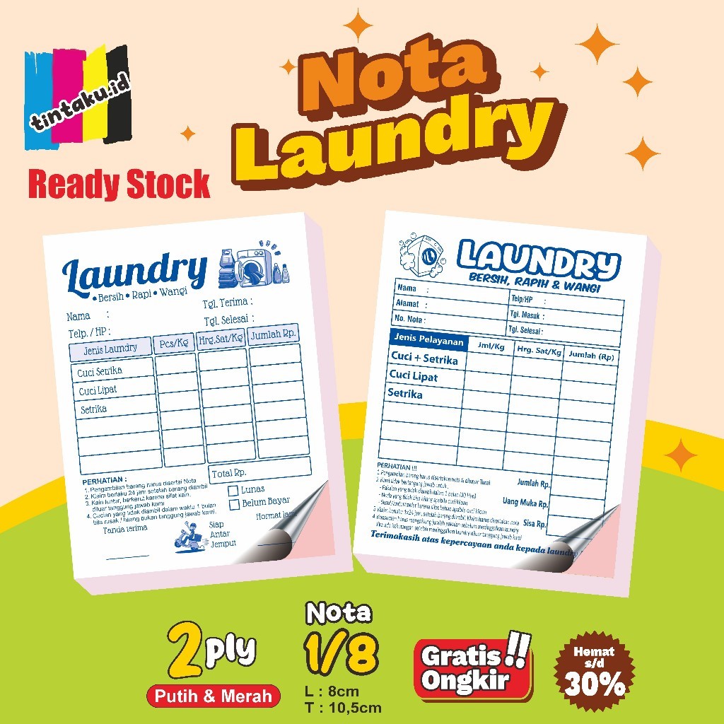 

NOTA LAUNDRY NCR 2PLY KECIL(READY STOCK)
