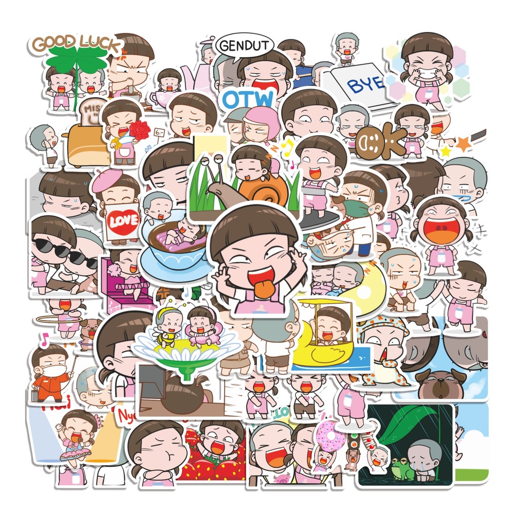 

COD 50 Pcs Stiker NomYen And HuaKrien Lucu Anti Air Untuk Dekorasi Notebook Sepeda Skateboard Handphone DIY