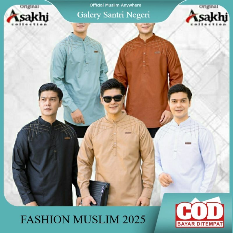 Baju Koko Pria Dewasa Lengan Panjang Asakhi Collection Original Motif Arbani Kemeja Koko Hadroh Terb