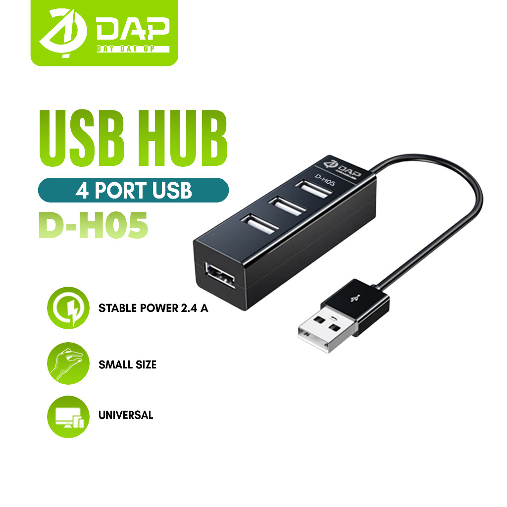 DAP D-H05 USB HUB 2.4A Smart Charging - 4 Port USB - Kabel 15cm
