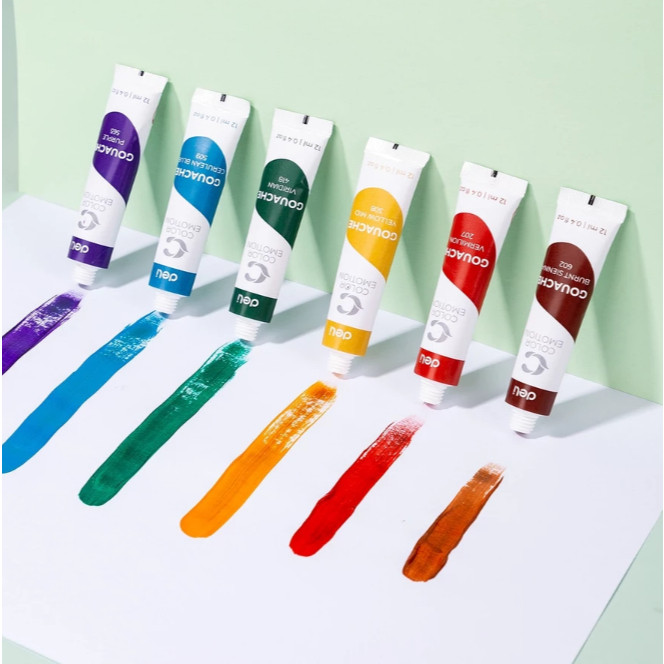 

BOBOMARTS Deli Gouache Cat Guas Cat Air 5/12/24 Warna, Kemasan Kotak 12ml EC11