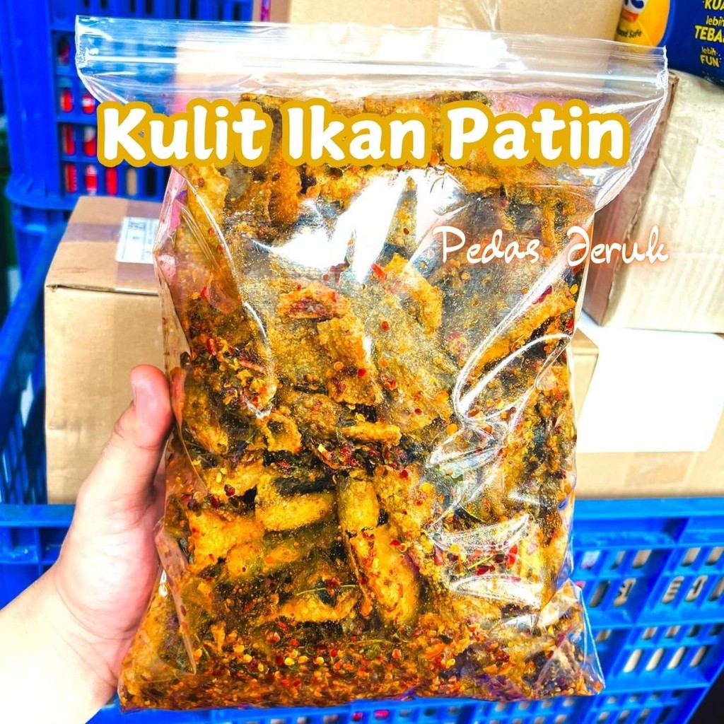 

Kerupuk Kulit Ikan Patin Pedas Daun Jeruk Dan Original berat 600 Gr