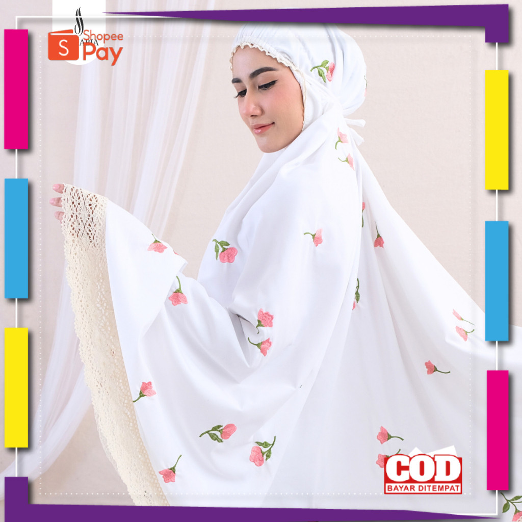 [PREMIUM ORIGINAL] JENNABIA Mukena Dewasa Bordir Katun Premium Bunga Alamanda
