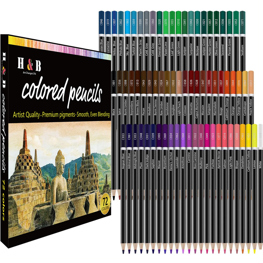 

72-Color Colored Pencils for Coloring Books, Back to School Supplies, Soft Core Artist Sketching Drawing Pencils