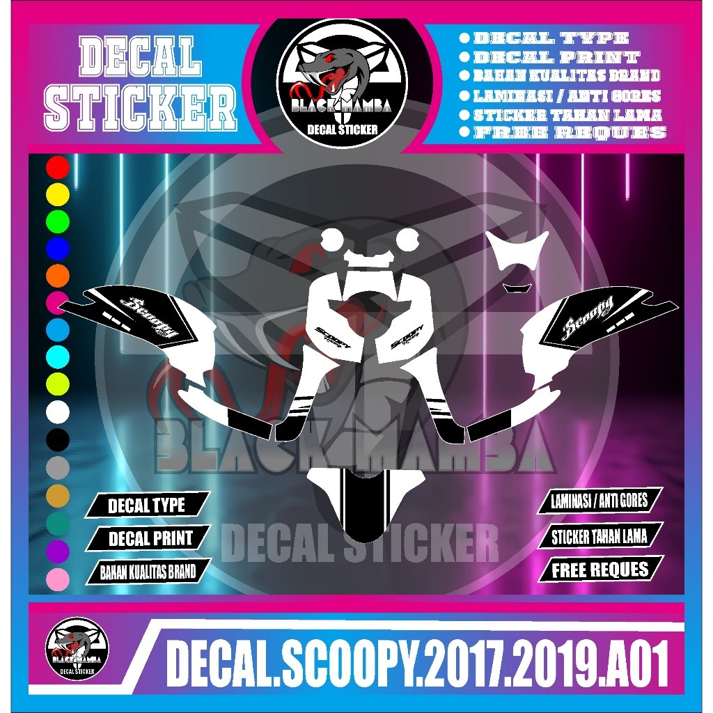 DECAL Sticker SCOOPY 2017 2019  DECAL  variasi DECAL SCOOPY 2017 2019 code A01
